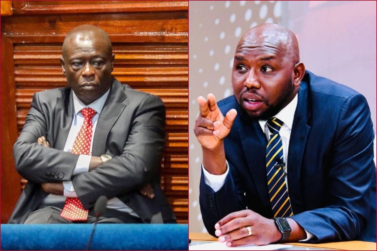Interior CS Kipchumba Murkomen (right) insisted former deputy president Rigathi Gachagua must be held to account for his utterances.